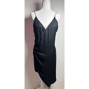 Cushnie X Target Dress womens Size 8 Wrap satin leopard print Black slip Party